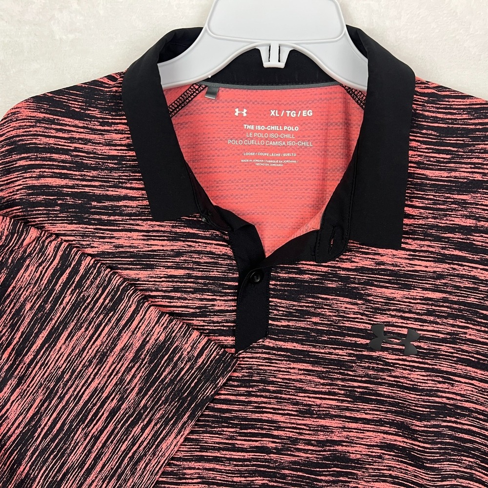 Under Armour Iso Chill Polo Shirt Mens XL Golf Red‎ Pink Space Dye Performance